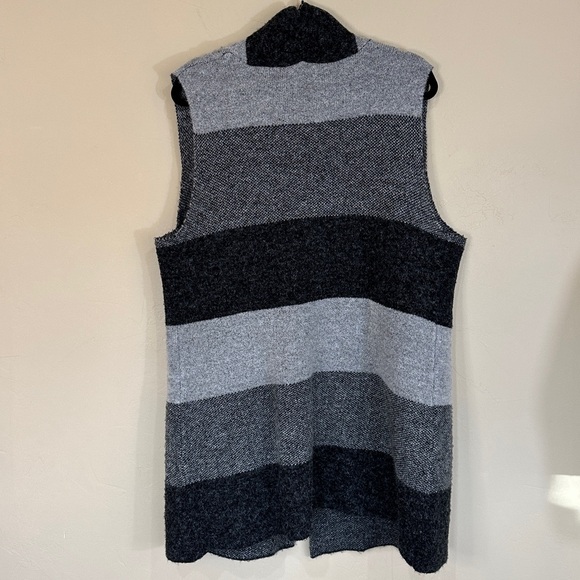 NWT Evolution Cyrus sleeveless long colorblock cardigan vest black and gray XL - Picture 6 of 12